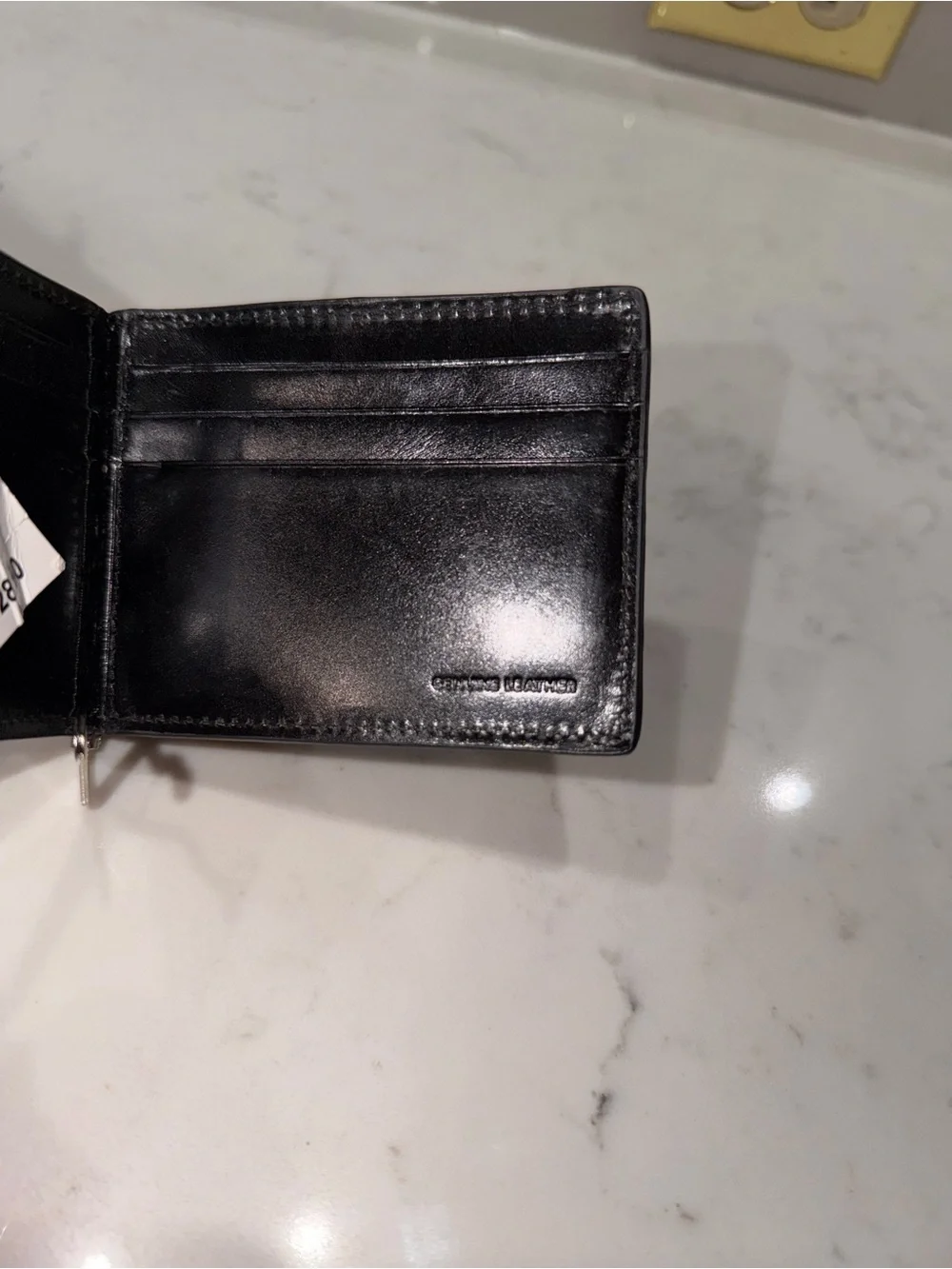 Classic Black Leather Money Clip Wallet - Men Accessories